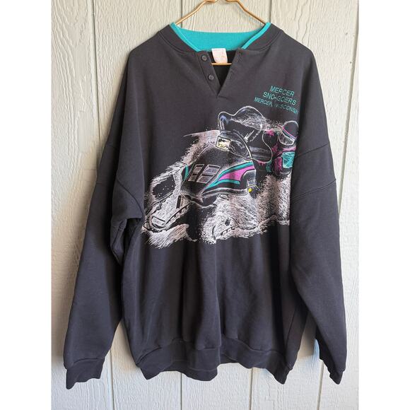 Vintage Mercer Sno-Goers Snowmobile Sweatshirt XXL Made in USA 80s 90s - Picture 1 of 7